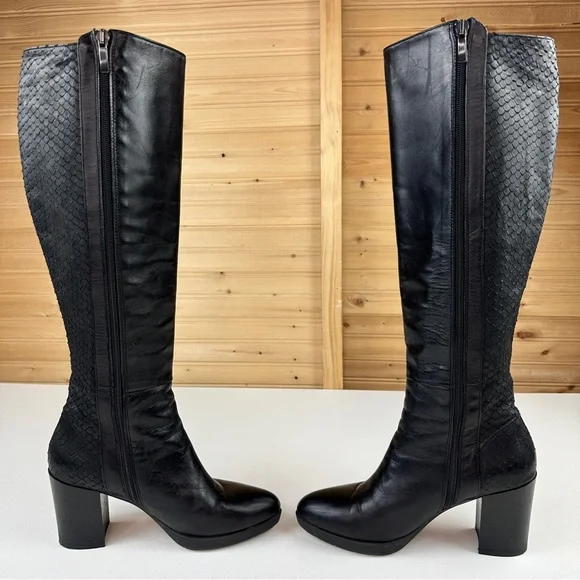 Dune London Knee-High Mid Block Heeled Black Boots Size EU 39 US 8 Dune Black - Picture 5 of 16